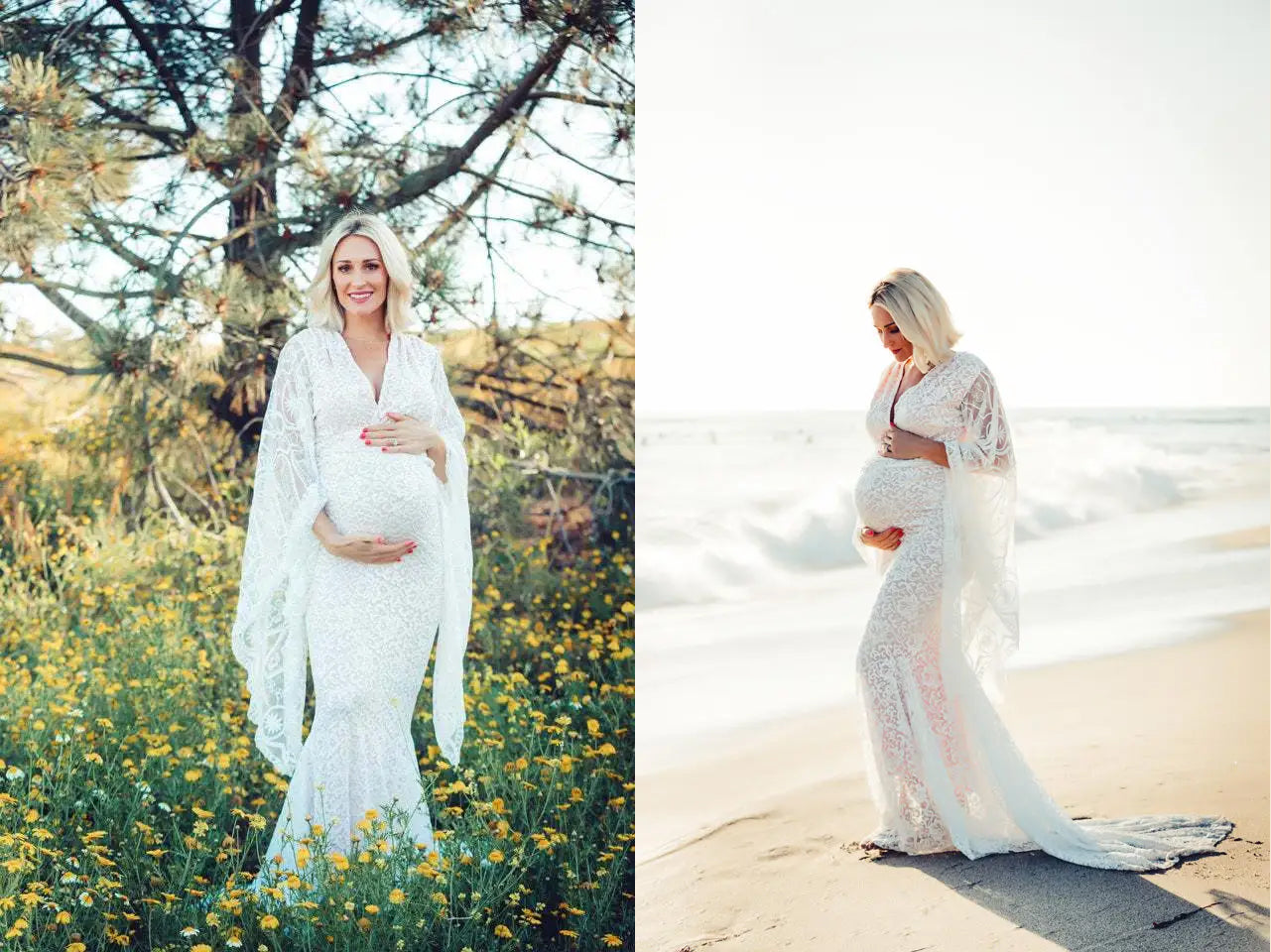 Best Seller - Boho Bat Sleeve Maxi Gown - With Train