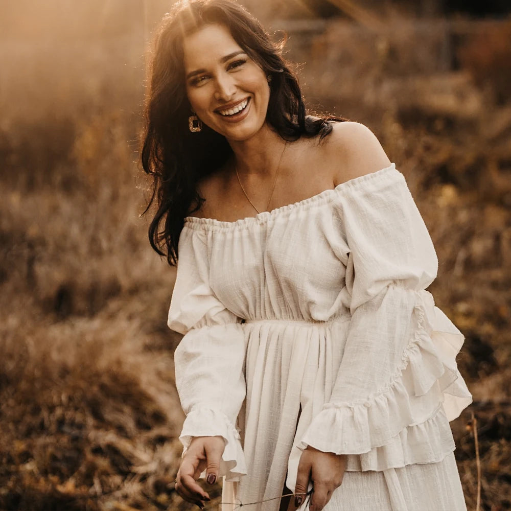 Bell Sleeve Maxi Dress - Off The Shoulder Gown