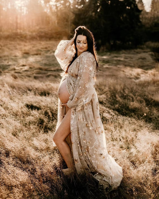 Premium Women's Maternity Dress - Gold Stars