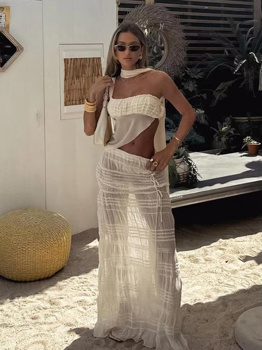 Two Piece Set - Sheer - Skirt and Top