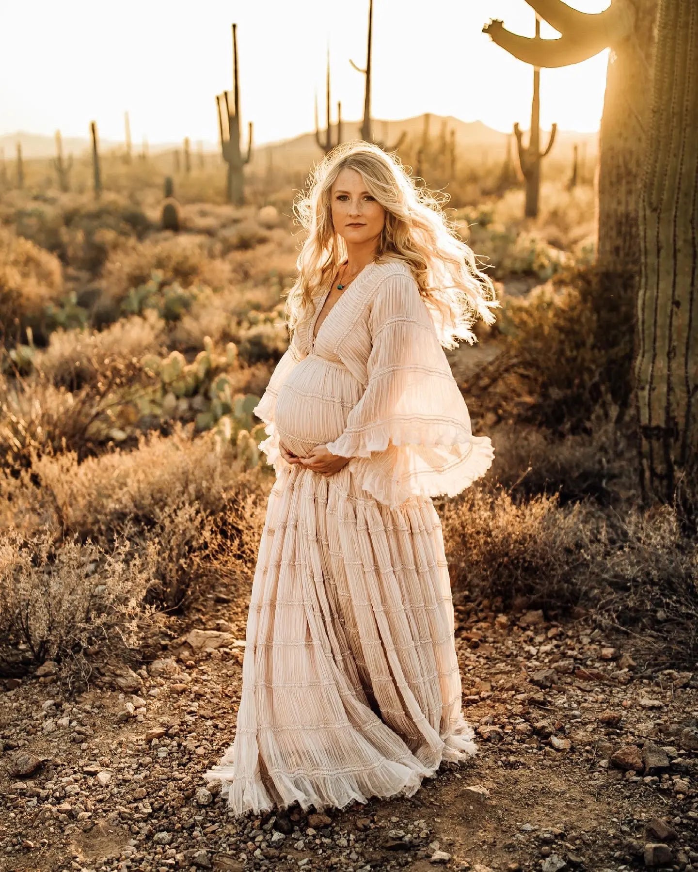 Best Seller - Boho Maxi Dress - Split Front - Plunge Neckline & Back