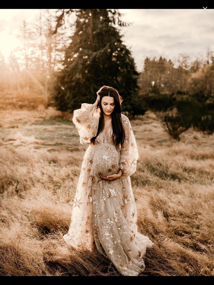 Premium Women's Maternity Dress - Gold Stars