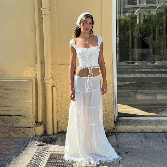 Two Piece Set - White - Milk Maid Style