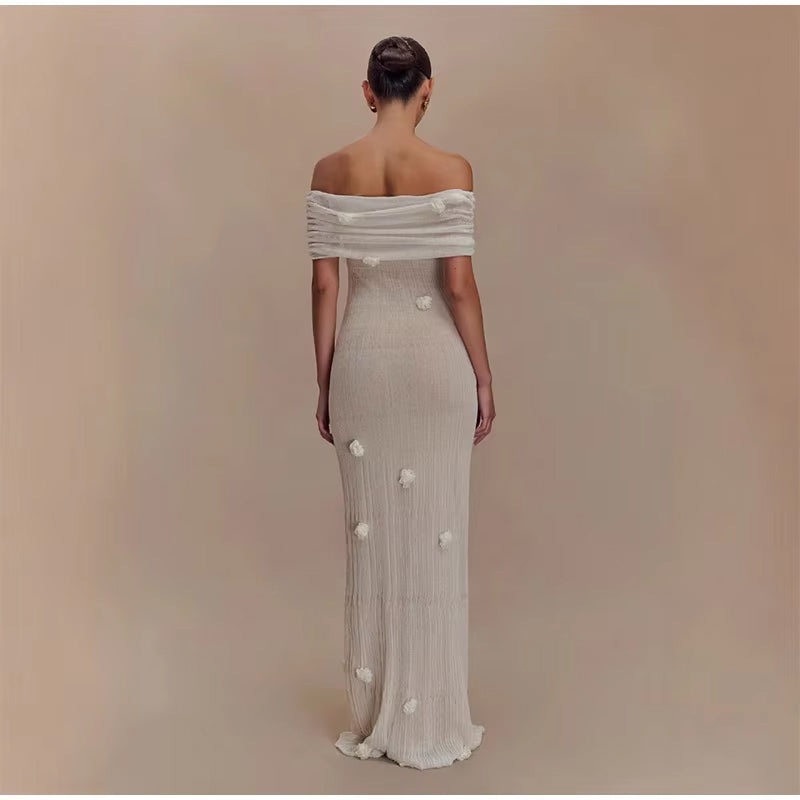 Off The Shoulder Maxi Dress - Flowers
