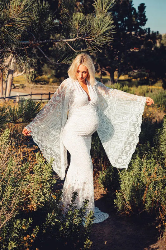 Best Seller - Boho Bat Sleeve Maxi Gown - With Train